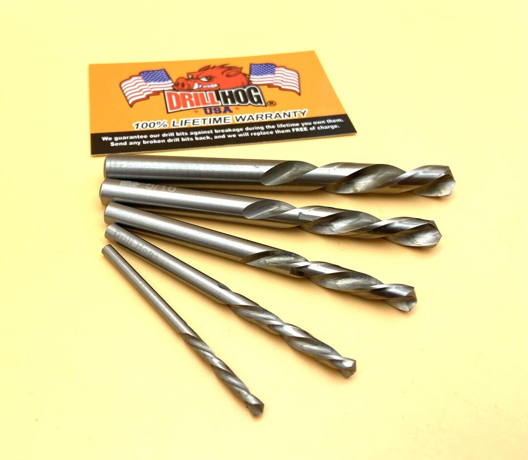 Drill Hog® 5 Pc Left Hand Drill Bit Set Niobium Nb41 Reverse Lifetime Warranty