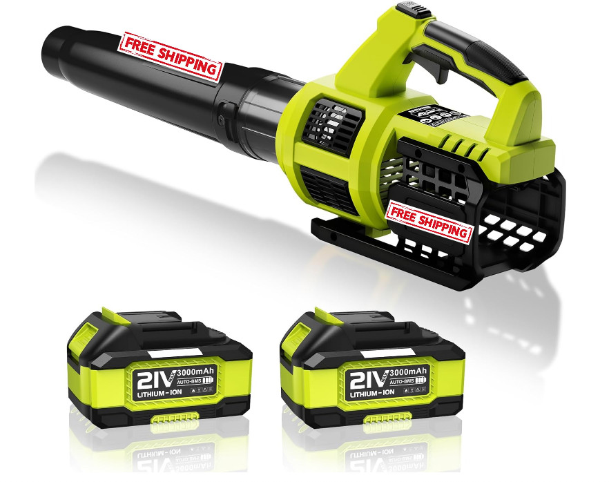 Cordless Leaf Blower 21V Electric Leaf Blower with (2) 3.0Ah Batteries