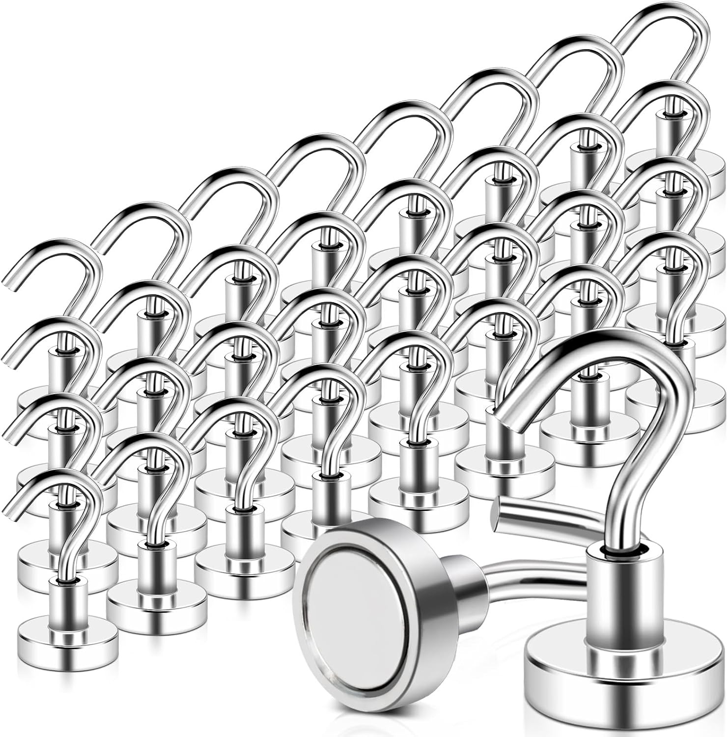 32 Pack Magnetic Hooks Heavy Duty, 25 lbs Strong Magnet Hooks – Multipurpose