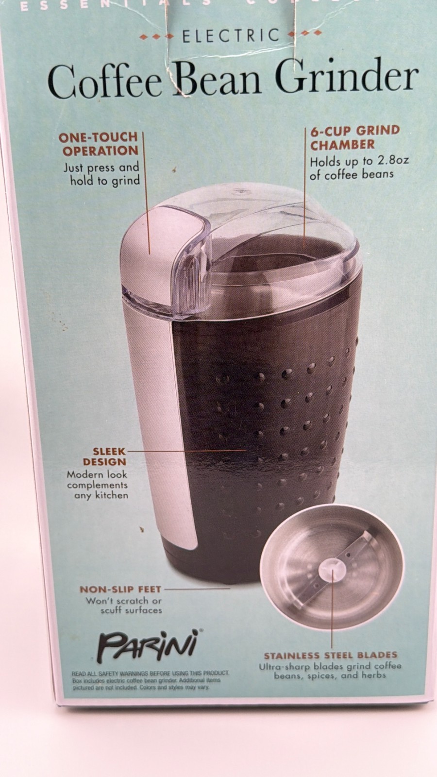 Parini Essentials Collection Electric Coffee Bean Grinder – Stainless Steel Blad