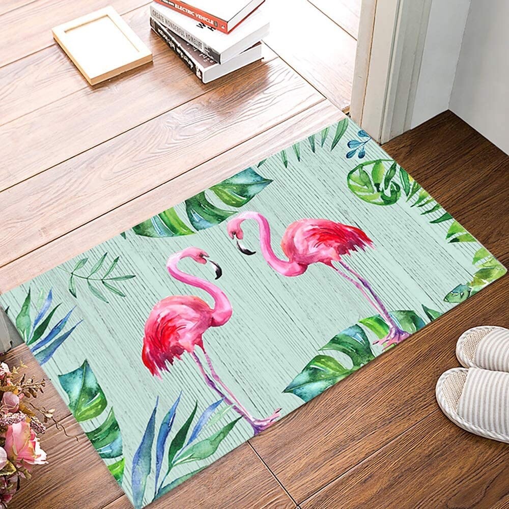 Flamingo Door Mat Indoor Entry Way Doormat for Front Door Patio Anti Slip Rubber