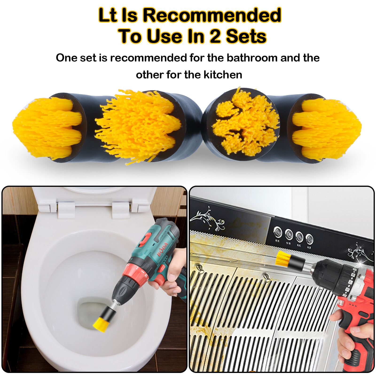 4X Drill Brush Set Power Scrubber Attachments Car Carpet Tile Grout Cleaning Kit