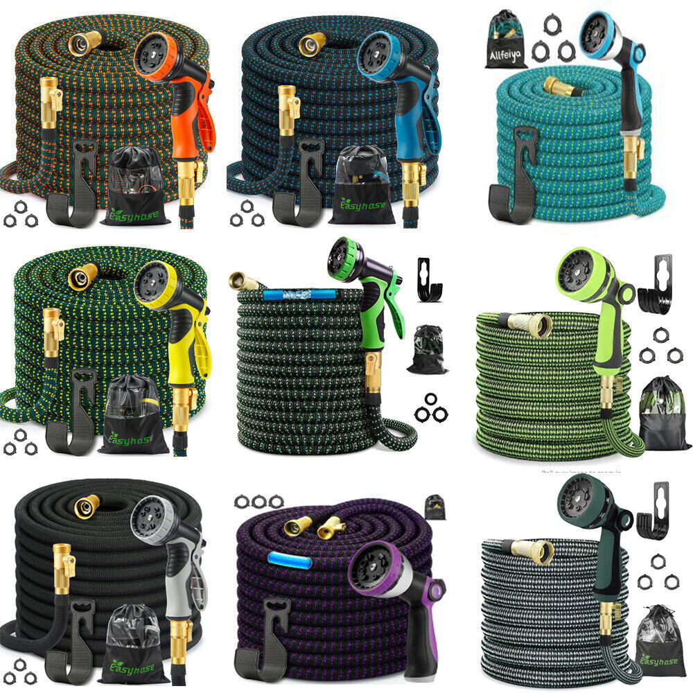 50FT 100FT 4X Stronger Deluxe Heavy Duty Expandable Flexible Garden Water Hose