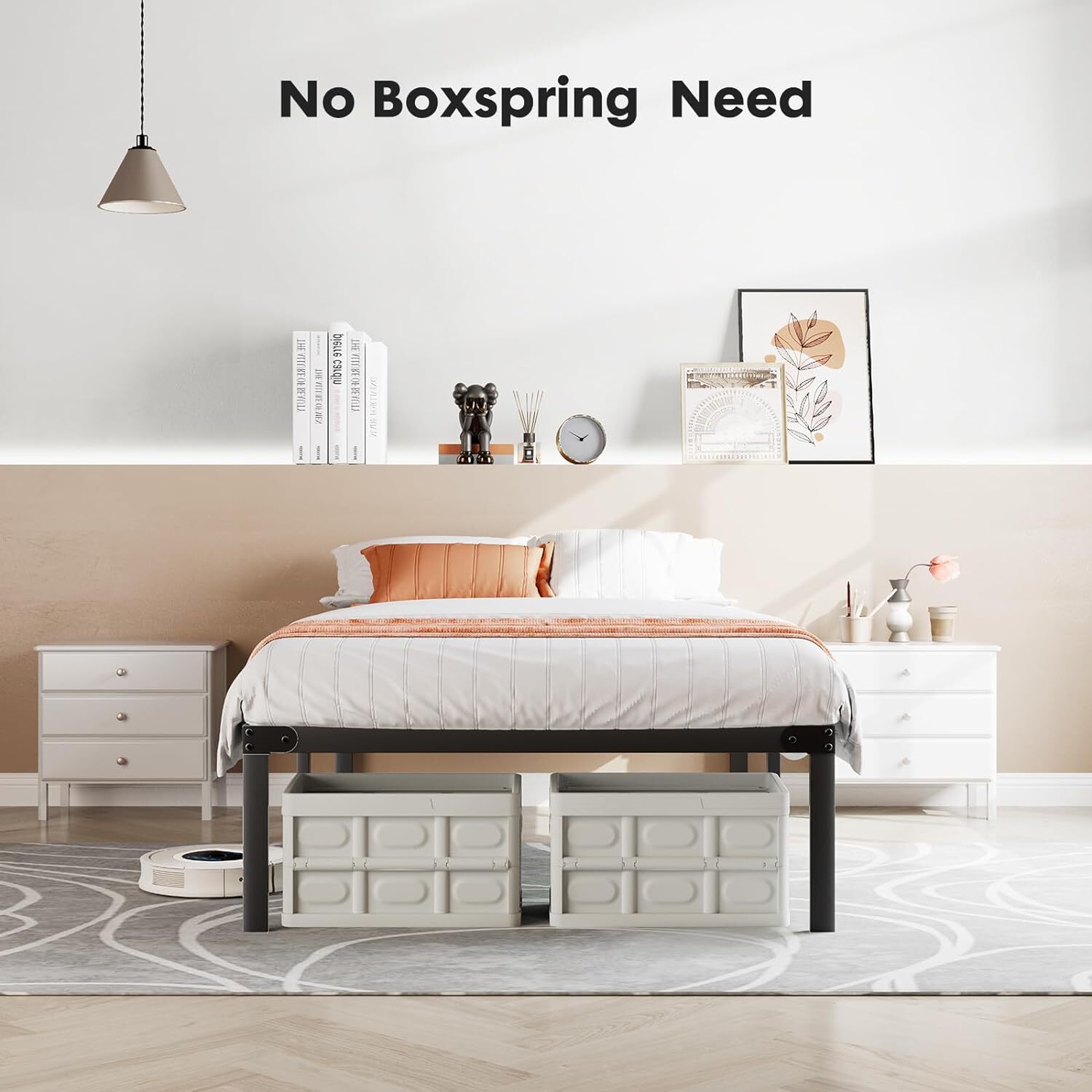 Metal Queen King Full Size Bed Frame Bedroom Sturdy Steel Slat Support Bedstead