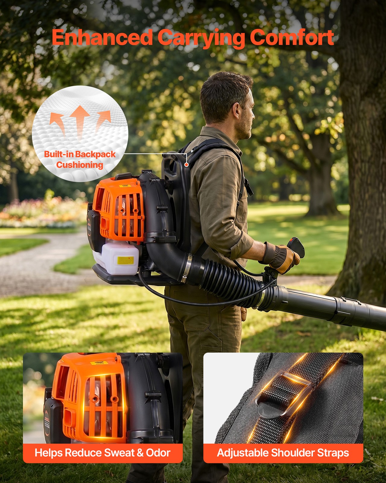 VEVOR Backpack Leaf Blower 43CC 2-Stroke Gas Powered Leaf Blower 447CFM 150MPH