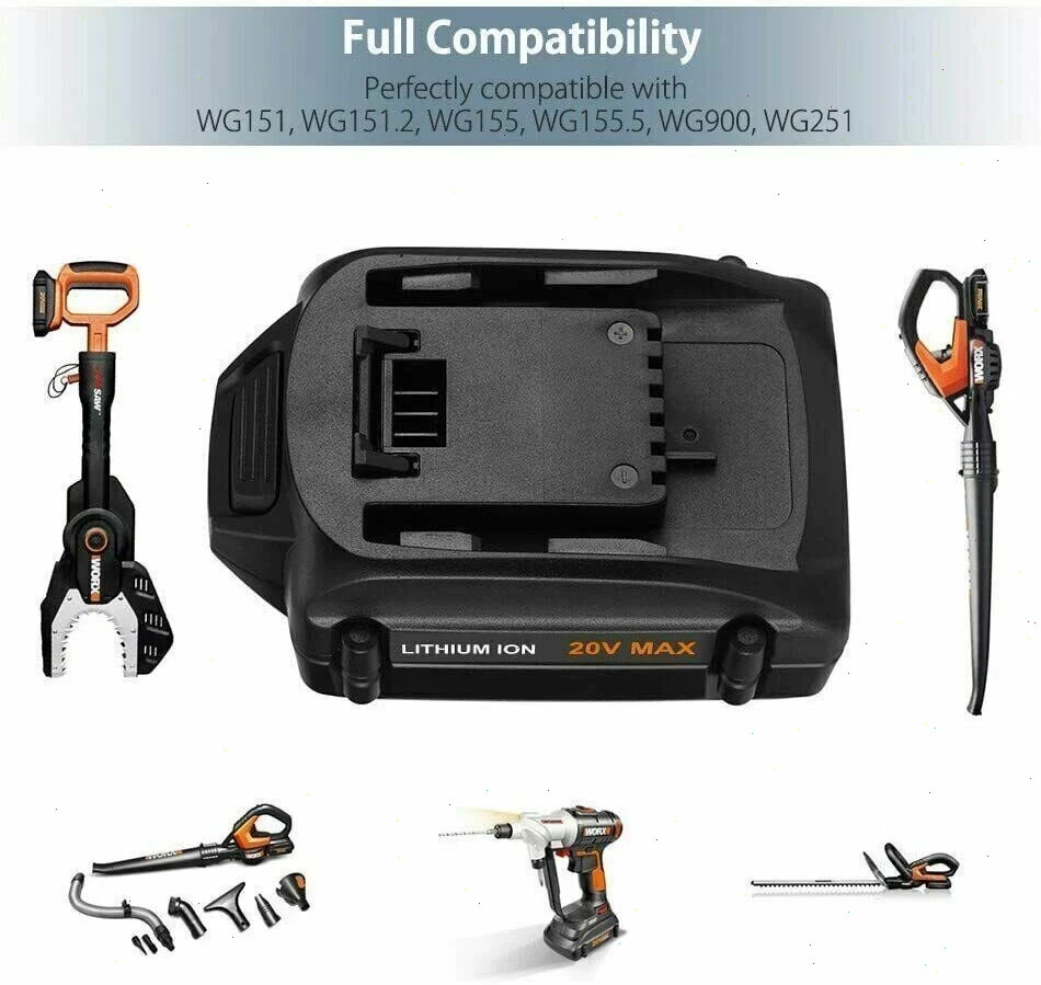 2pack For WORX 20V MAX Extend Lithium Battery 20 Volt WA3520 WA3525 / Charger