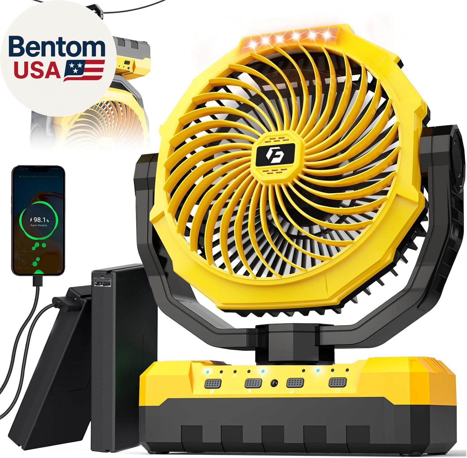 36000Mah Portable Camping Fan – 120HRS Rechargeable Fan with Detachable Battery