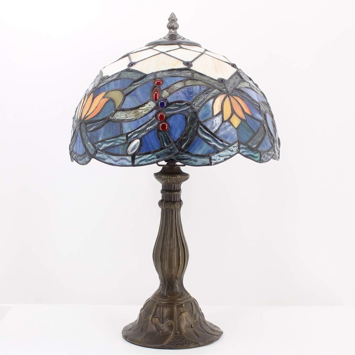 Elegant Dark Bronze Tiffany Table Lamp Base, 18″ Height, Fits 8-12″ Shades