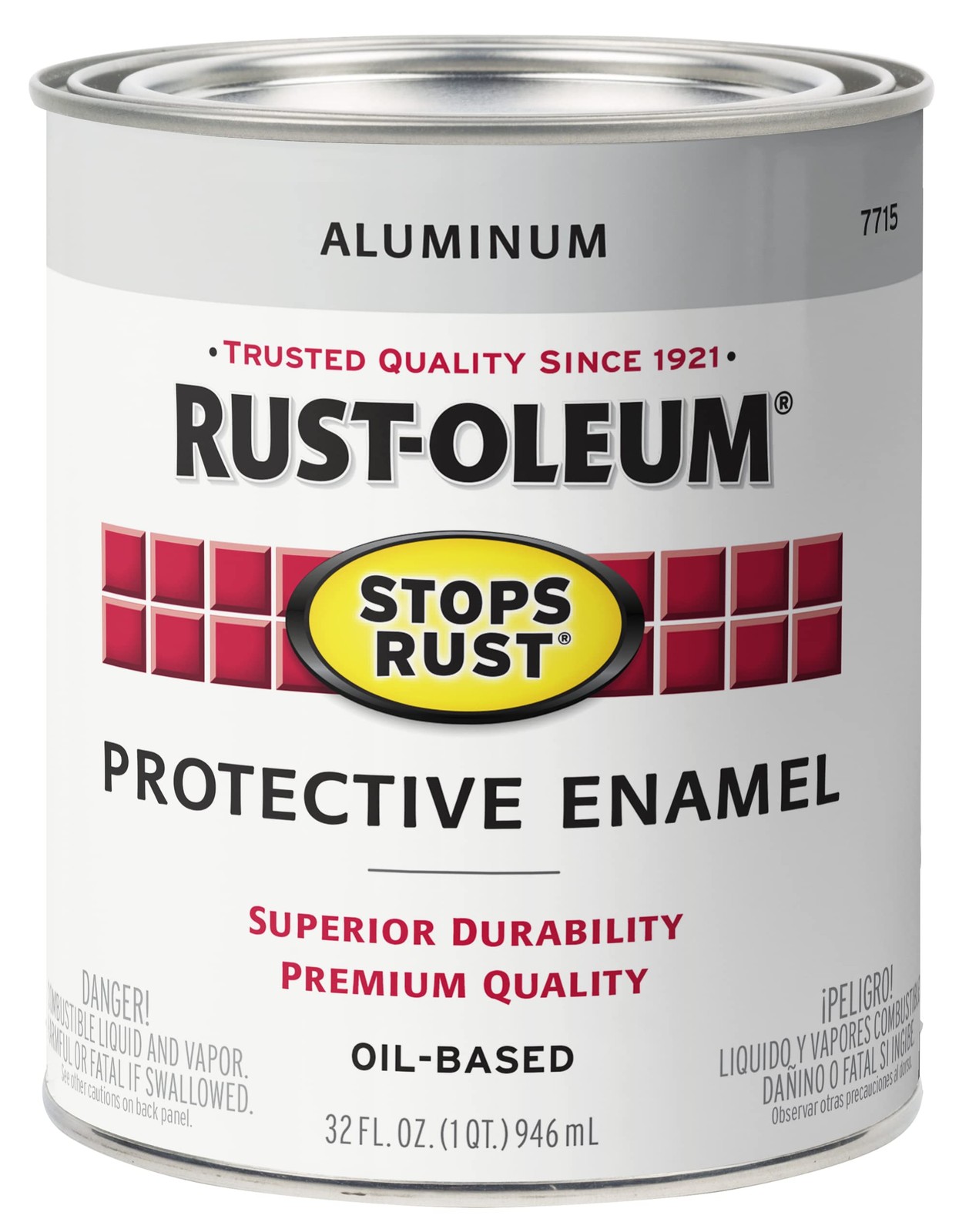 Rust-Oleum 7715502 Stops Rust Brush On Paint Quart Metallic Aluminum
