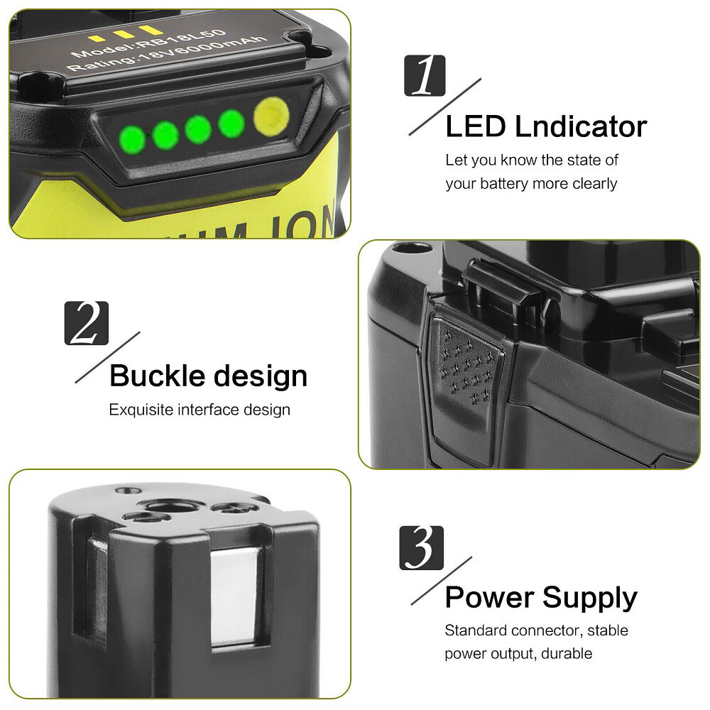For RYOBI P108 18V One+ Plus High Capacity Battery 18 Volt Lithium-Ion New 6.0AH