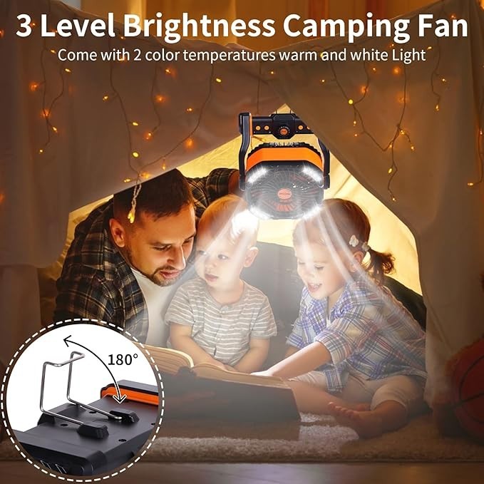 X68 20000mAh Rechargeable Battery Operated fan Outdoor Tent Fan with RGB Light
