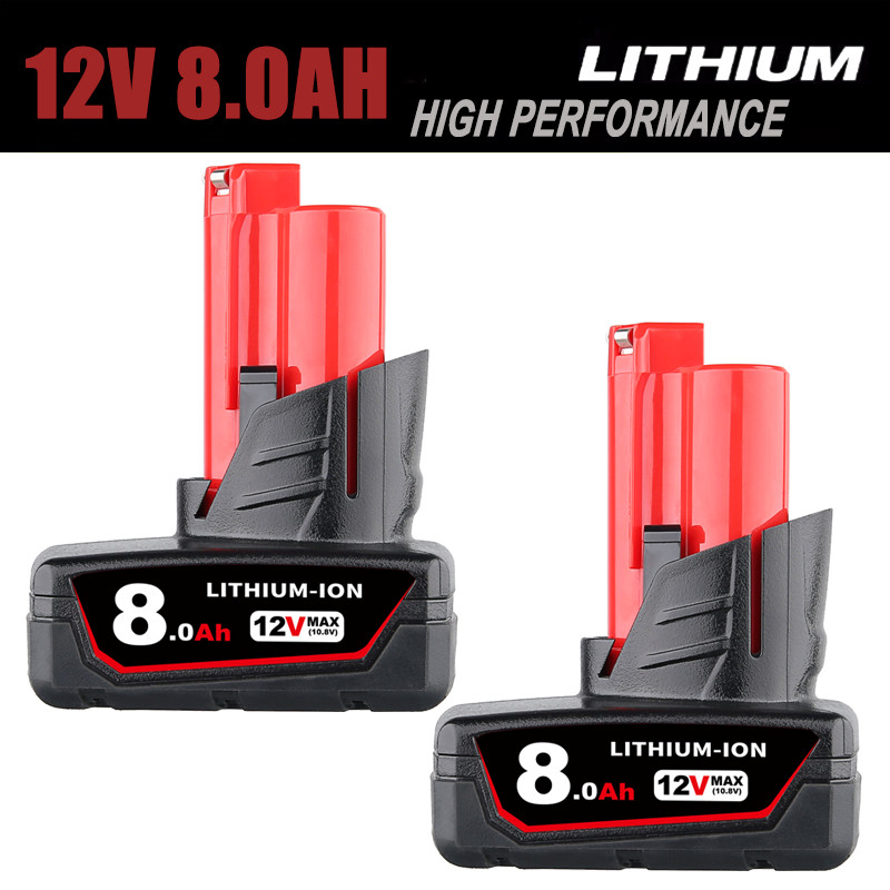 2-Pack 8.0Ah For Milwaukee for M12 Battery LITHIUM Extended Capacity 48-11-2460
