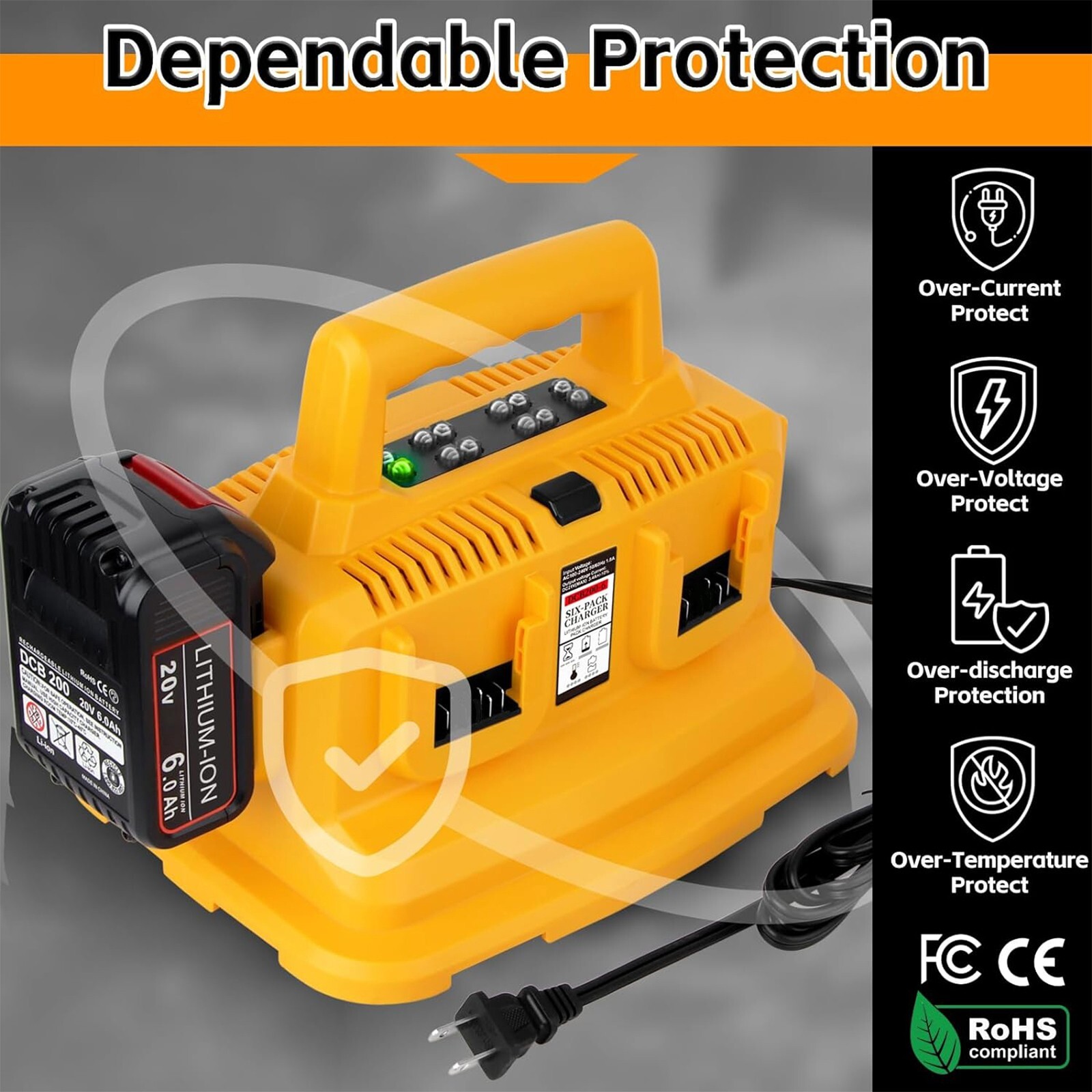 For DeWalt 20V 20Volt Max 8.0AH Lithium-ion Battery DCB206 DCB205 Charger DCB104