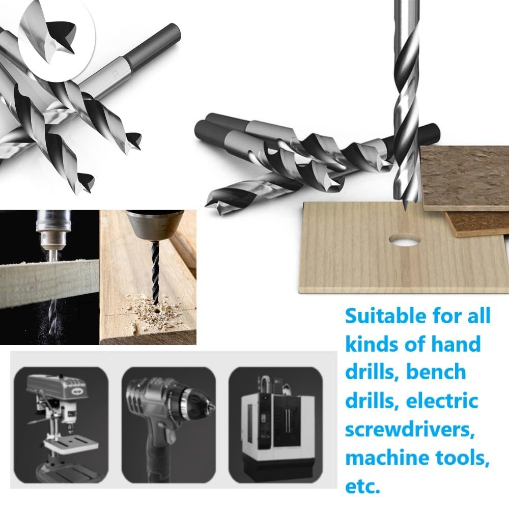 Brad Point Wood Drill Bit Set 11-Piece Perfect for DIY Carpenter Woodworking …