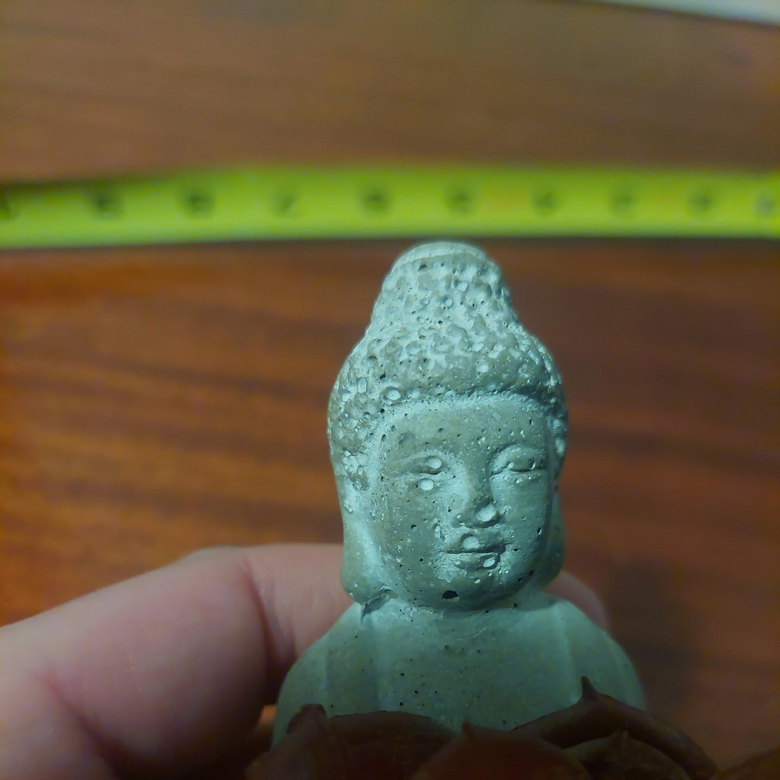 Buddha Statue Gray White Stone Cement Succulent Rocks Office Tabletop Religious