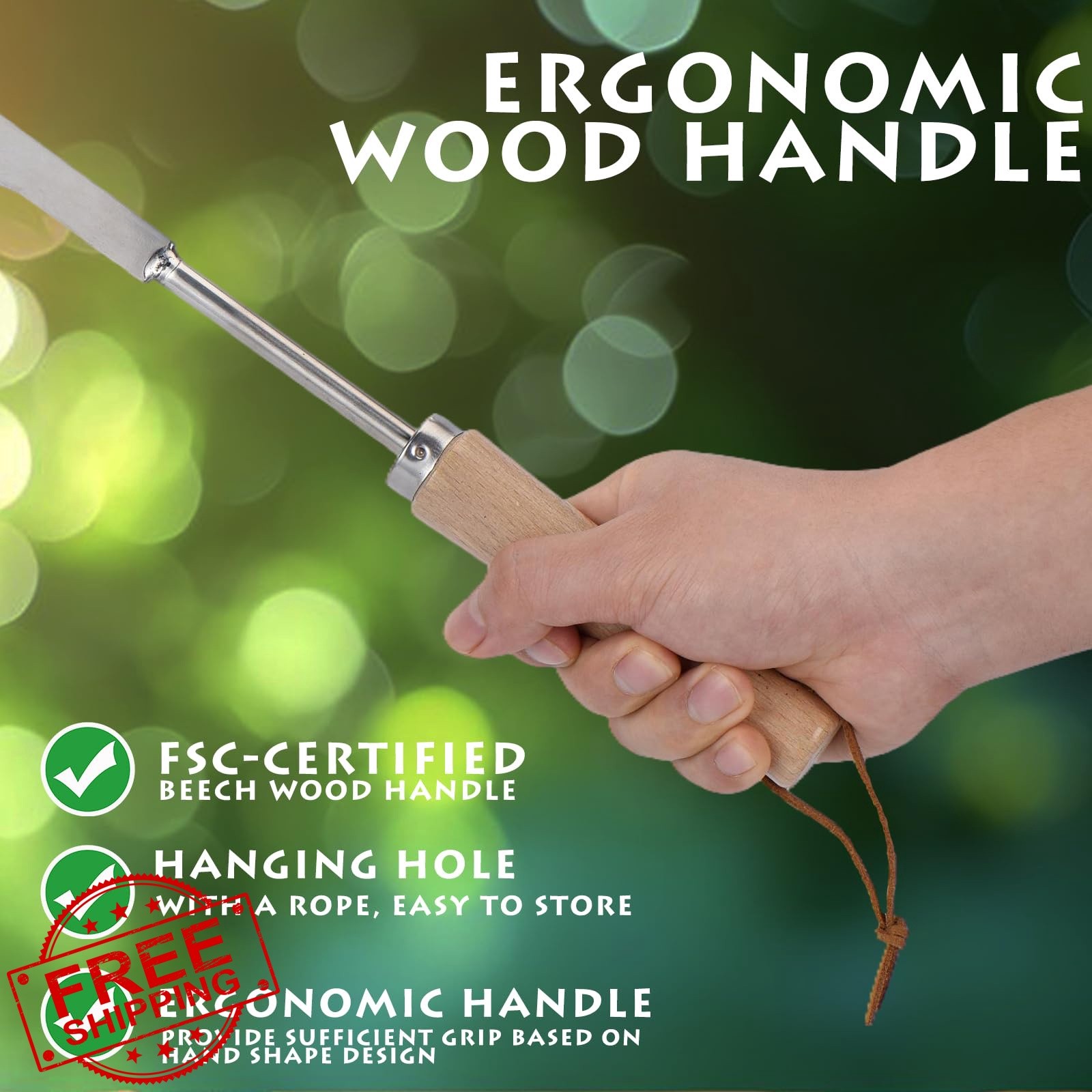 Jahenway 12″ Crevice Weeder Stainless Steel Wood Handle