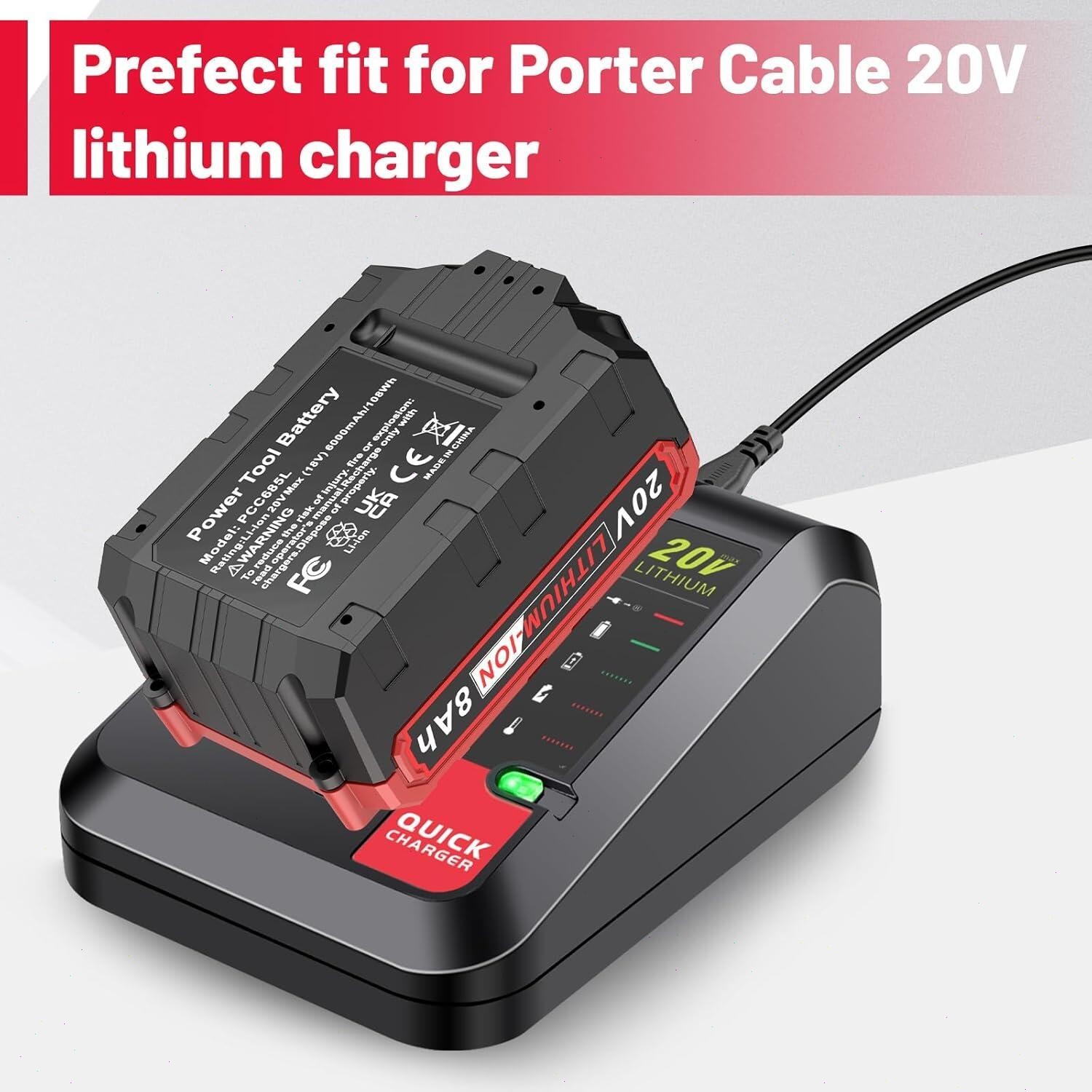 2P For Porter Cable 20Volt Lithium-Ion Battery PCC681L PCC685L 20V MAX 8000mAh
