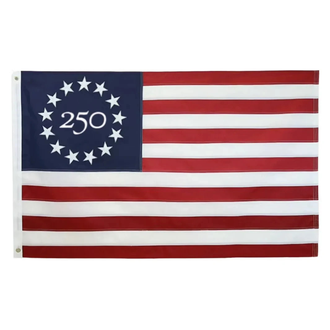 America 250 – 3×5 ft BETSY ROSS 250 Flag SEWN NYLON 250 in Star Circle USA Made