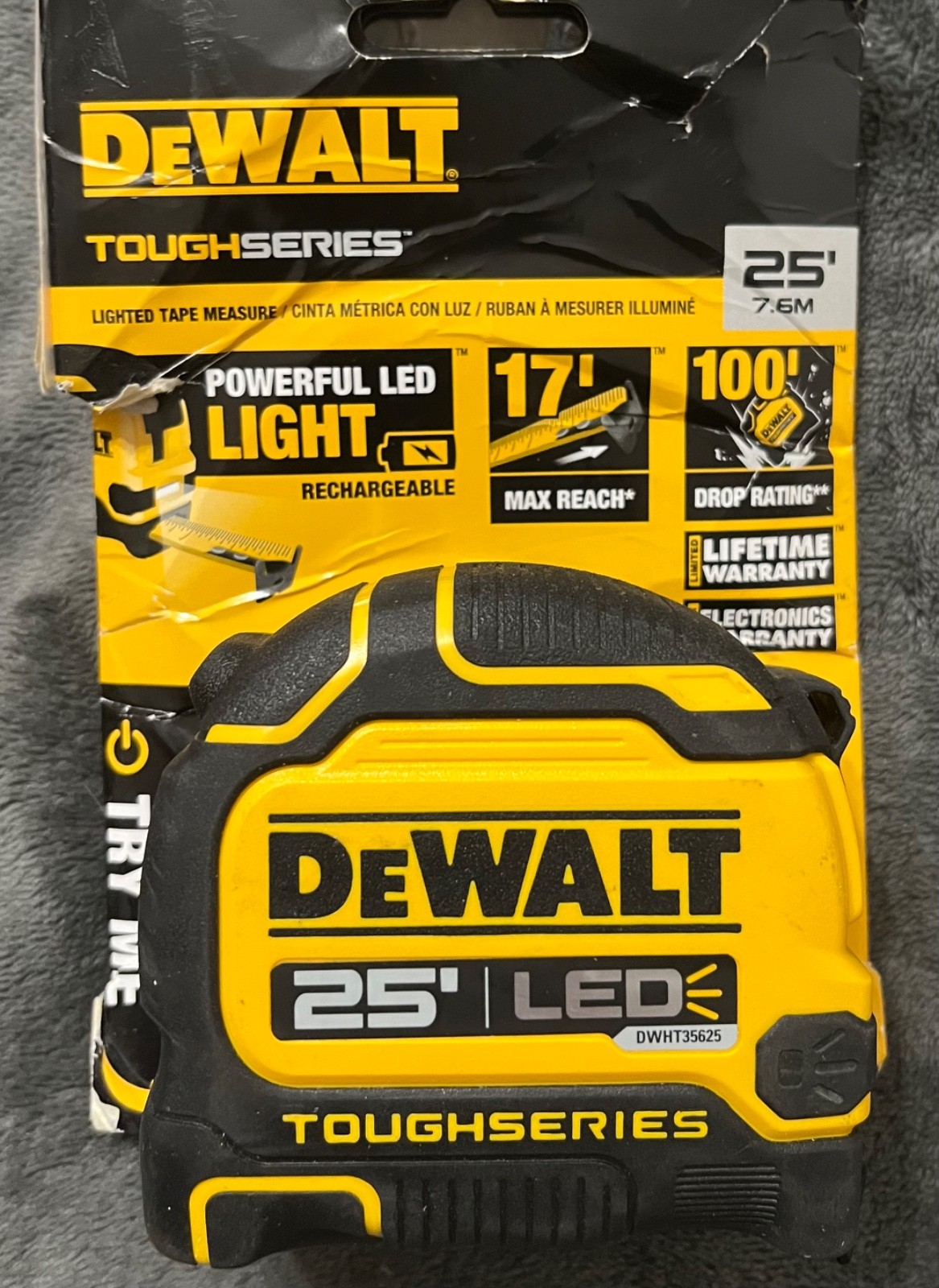 DEWALT NEW DCB203 BATTERY, DCB1104 CHARGER, 25′ DEWALT LED TAPE, FREE DEWALT BAG
