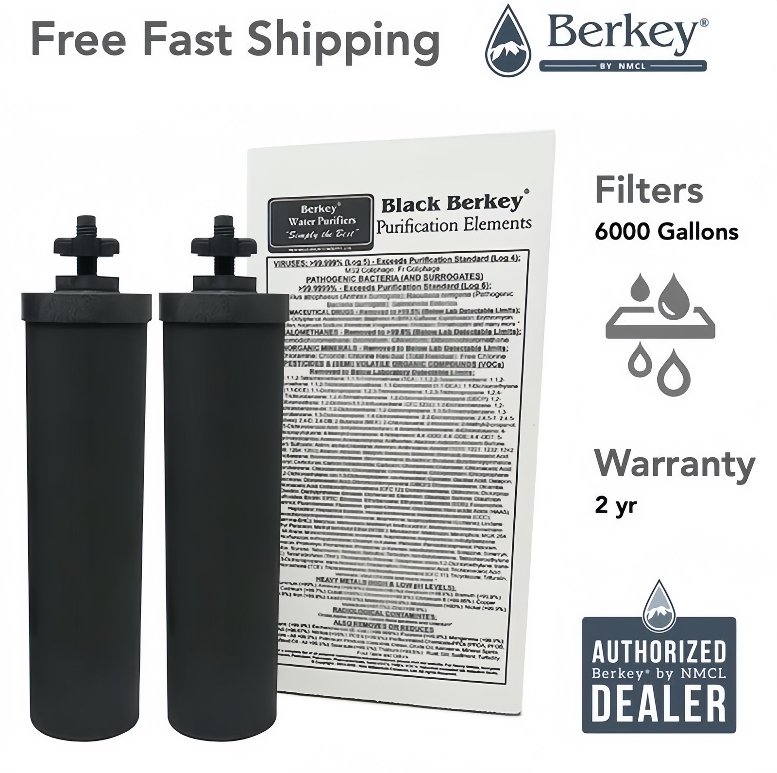 BB9-2 Black Berkey Water Filter Replacement Elements (4-Pack)