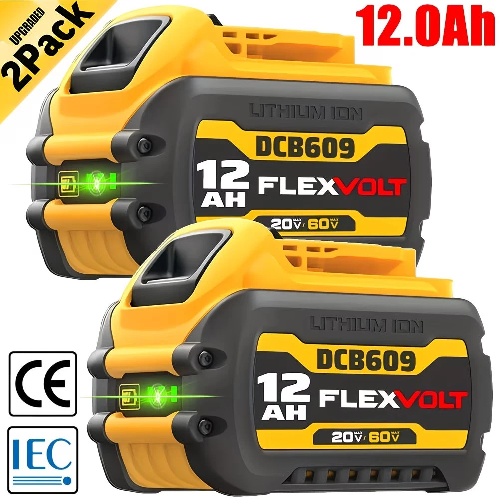 2- Pack for 12Ah DEWALT 20V/60V FLEX VOLT Lithium-Ion Battery DCB609 DCB612 NEW