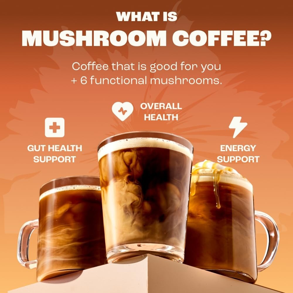 Pack of 4 RYZE MUSHROOM Coffee Bright & Smooth Gut Health Supplement 30 Servings