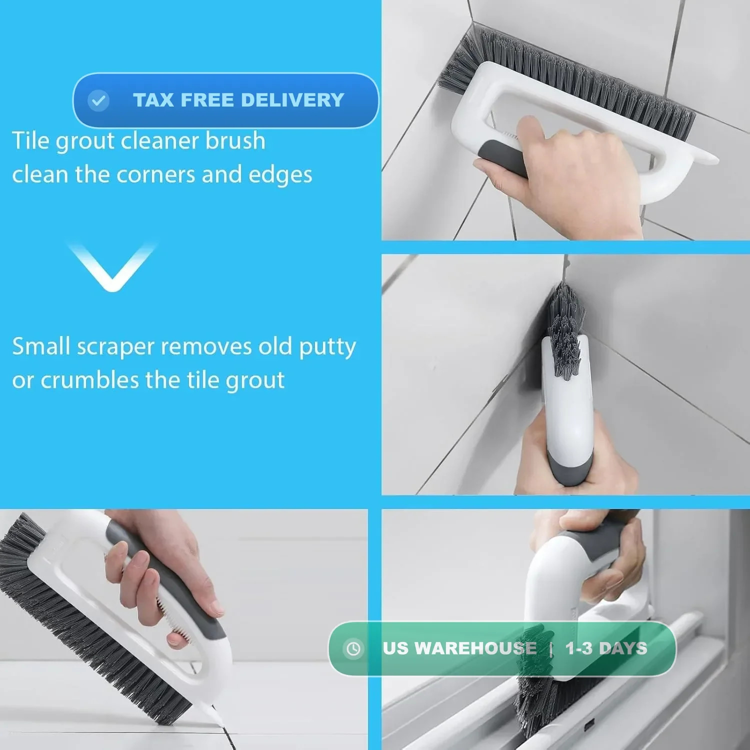 Grout Cleaning Brush, V Shape Stiff Grout Cleaner Brush for Floors Tile Grout Sc