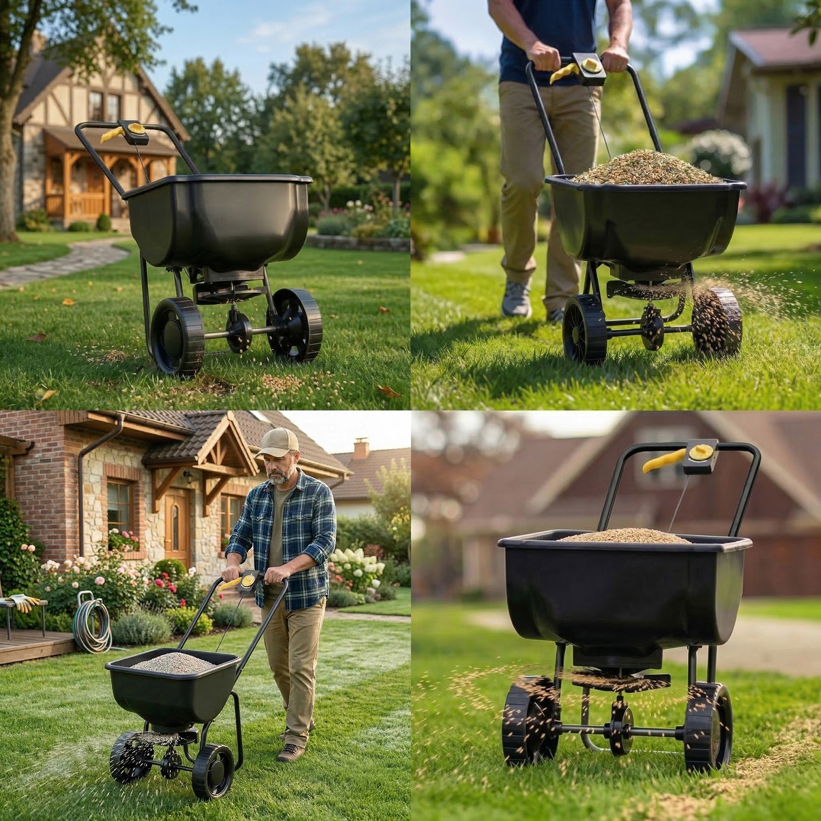 Broadcast Spreader,70LBS Capacity,8 in All Terrain Pneumatic Tires, for Seed