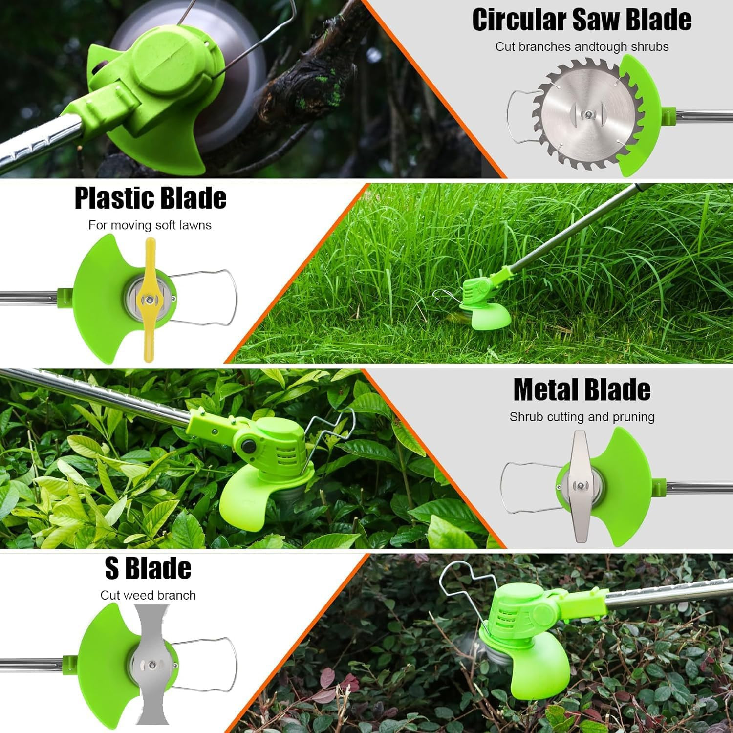 Stringless Weed Wacker Electric Weed Wacker Cordless with Wheels, 2pcs Batteries