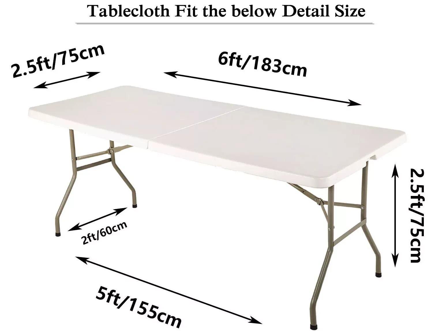 2Pack, 6FT Spandex Table Cover Fitted Rectangular Tablecloth 2PC 6FT Black
