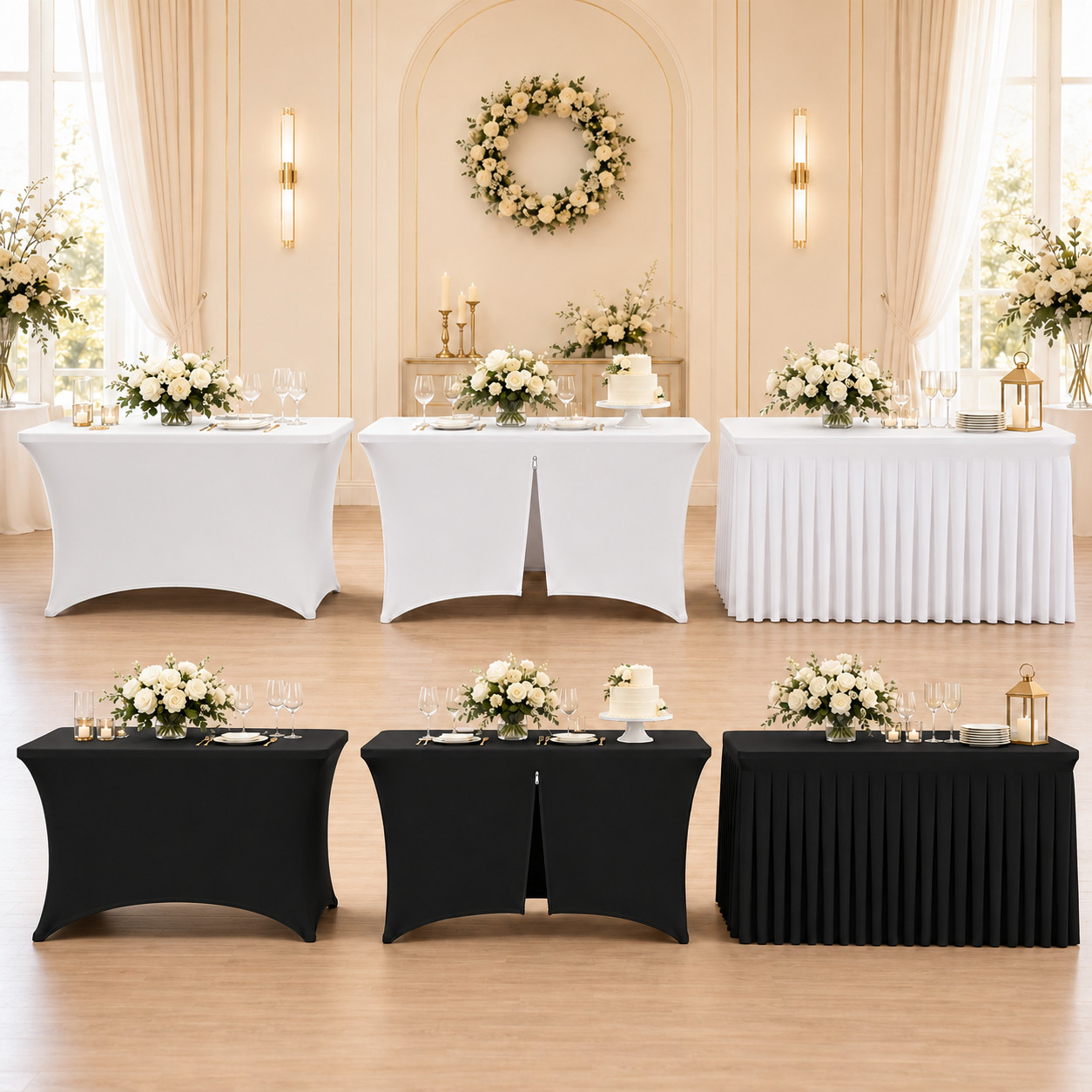 6FT Rectangular Spandex Table Cover Stretch Fitted Tablecloth for Vendor Wedding