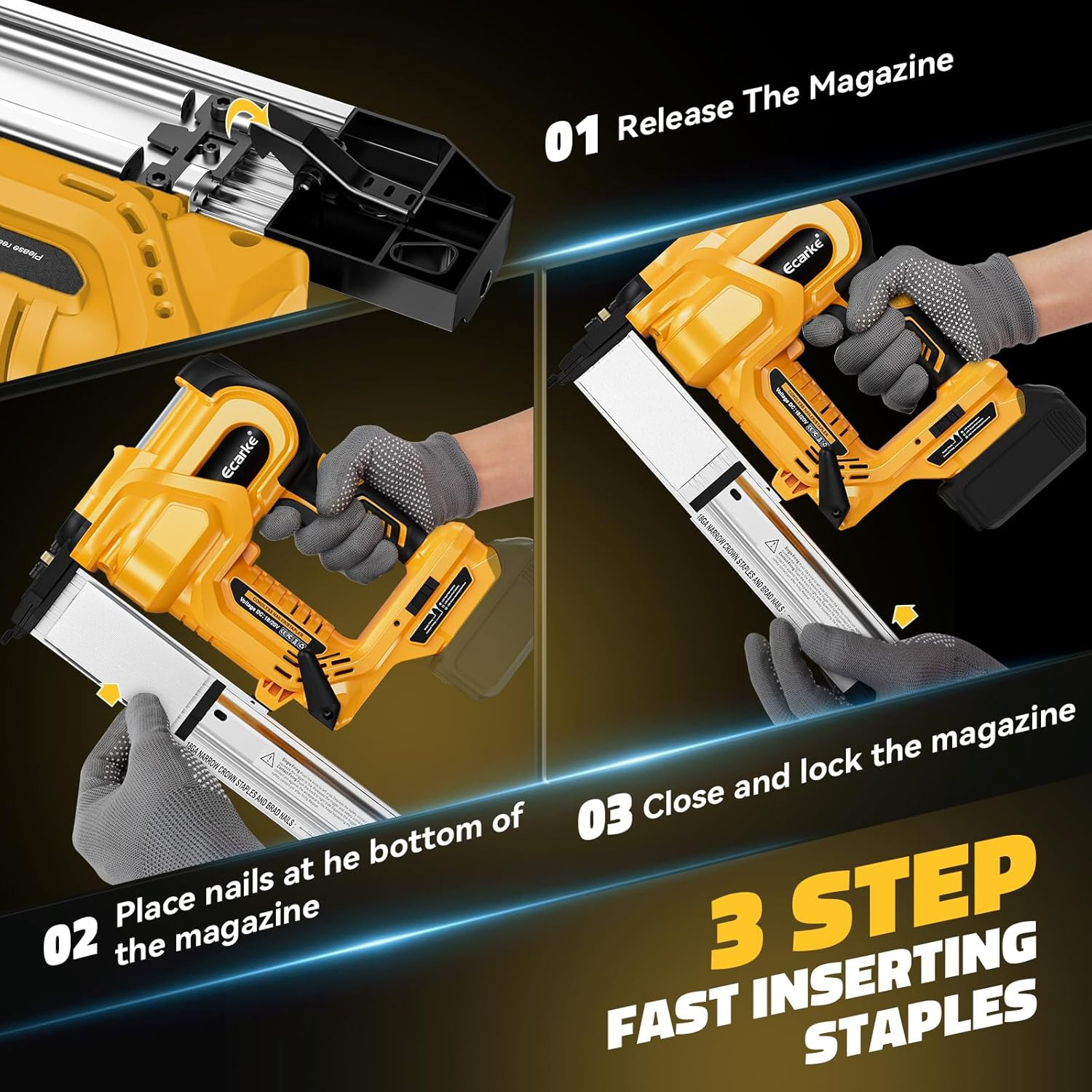 Cordless 2″ Brad Nailer Compatible with Dewalt 20V Battery(Tool Only), 2 in 1 El