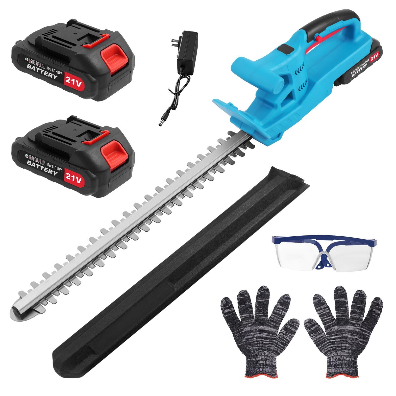 20Inch Cordless Hedge Trimmer Cordless Electric Hedge Trimmer w/ 2* 21V Battery