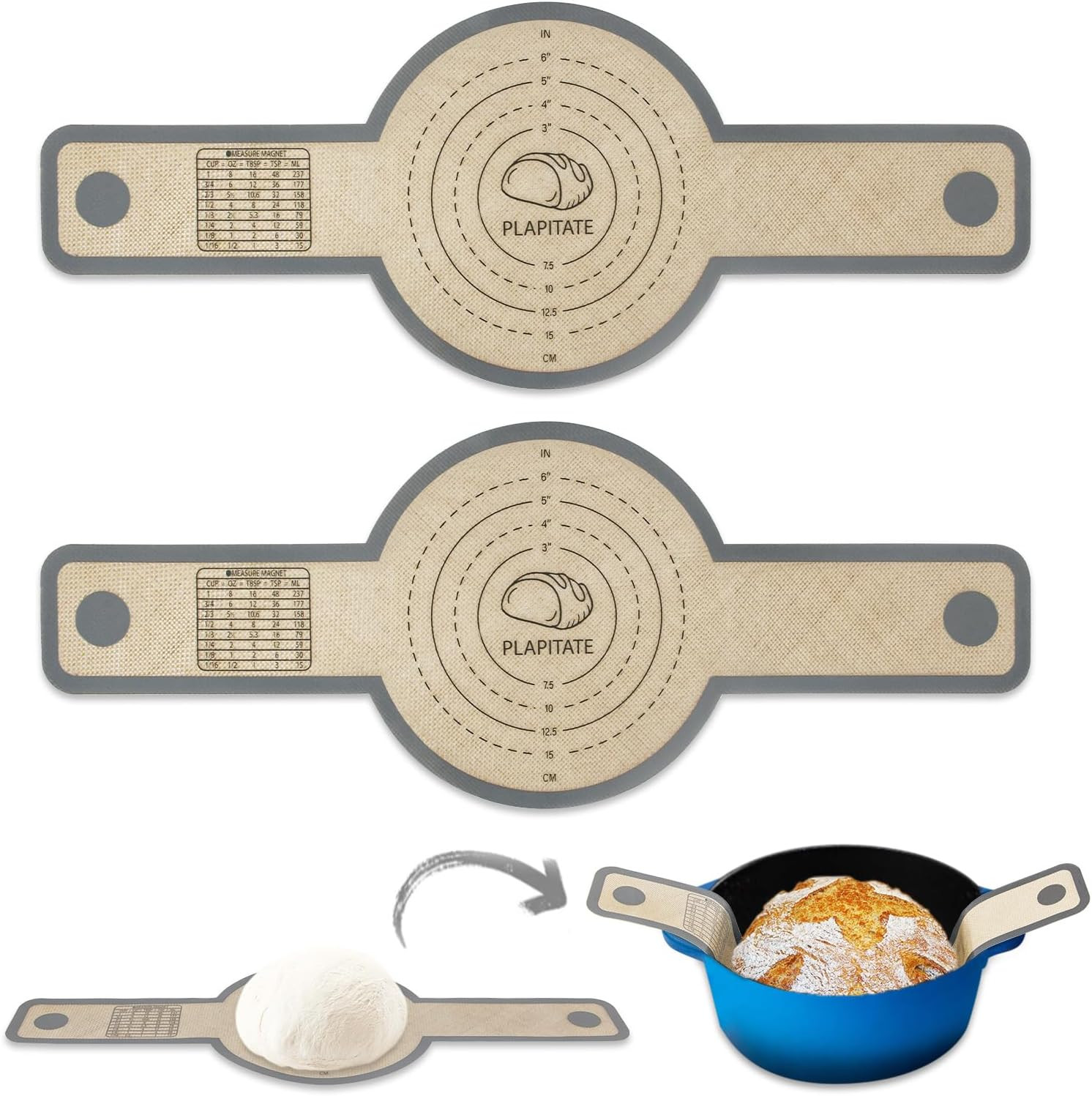 Silicone Bread Sling for Dutch Oven Liners, Non Stick 2 PCS, Easy Clean Reusable