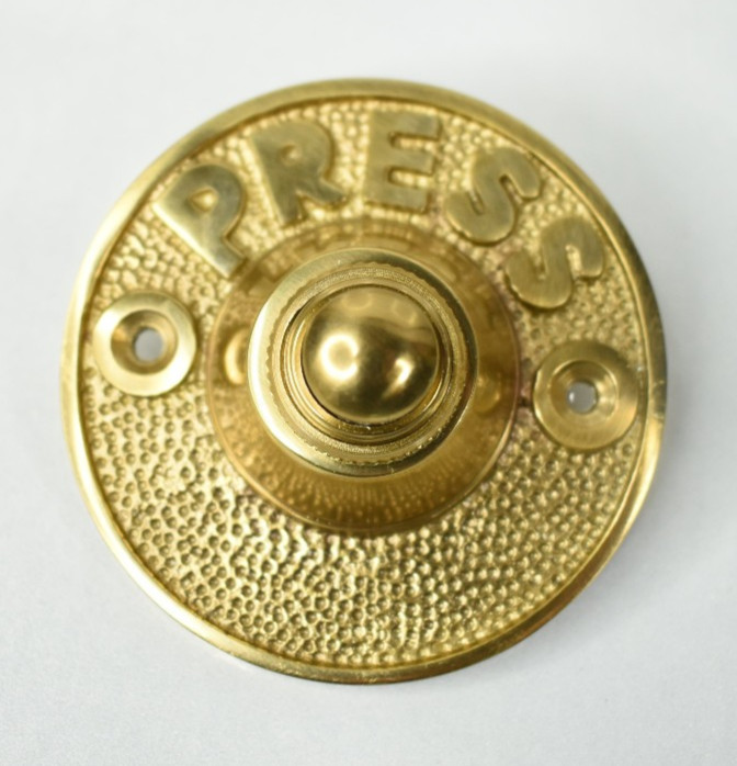 PRESS Push Button Doorbell in Vintage Cast Solid Brass – NEW