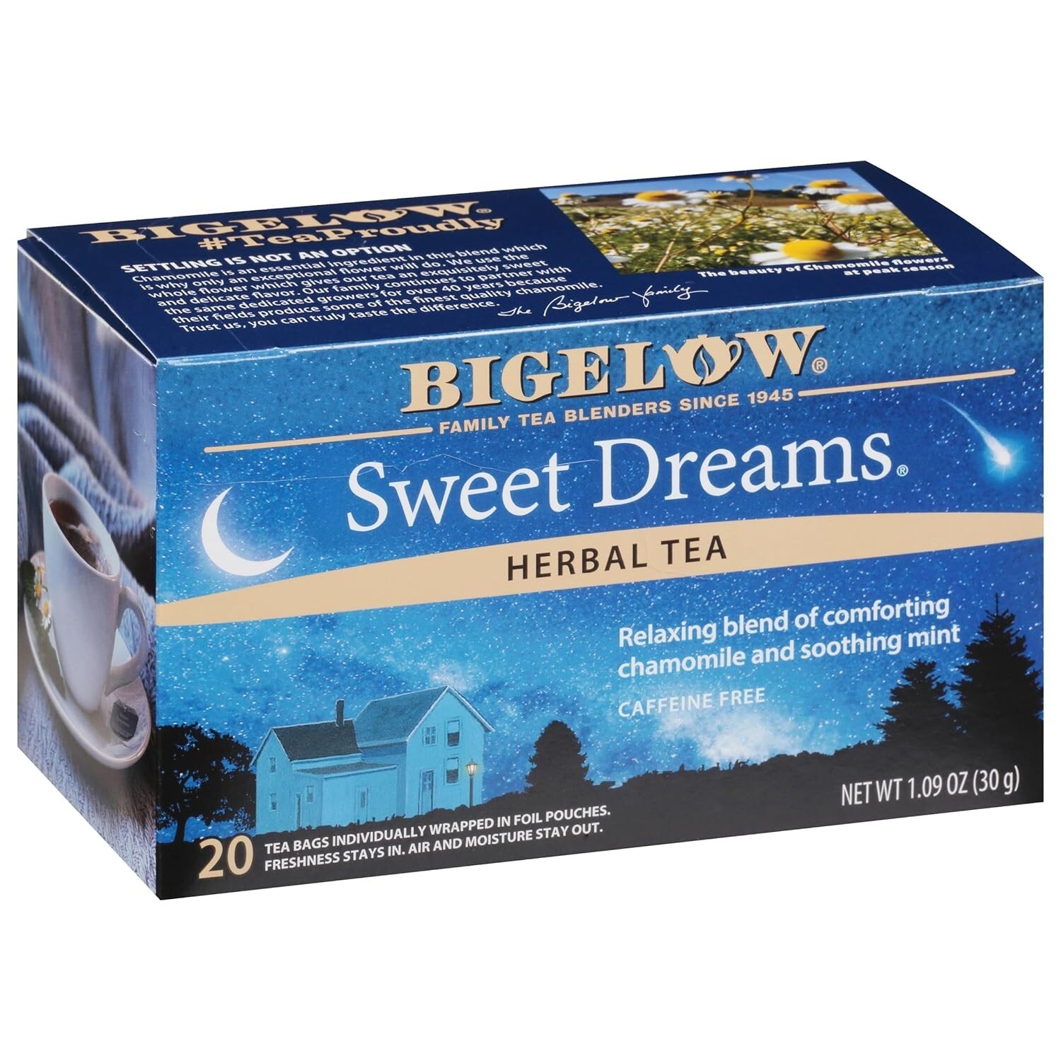 Bigelow 20-Tea Bags SWEET DREAMS Herbal Tea Soothing Mint Sleep Well *BB 1/2028*