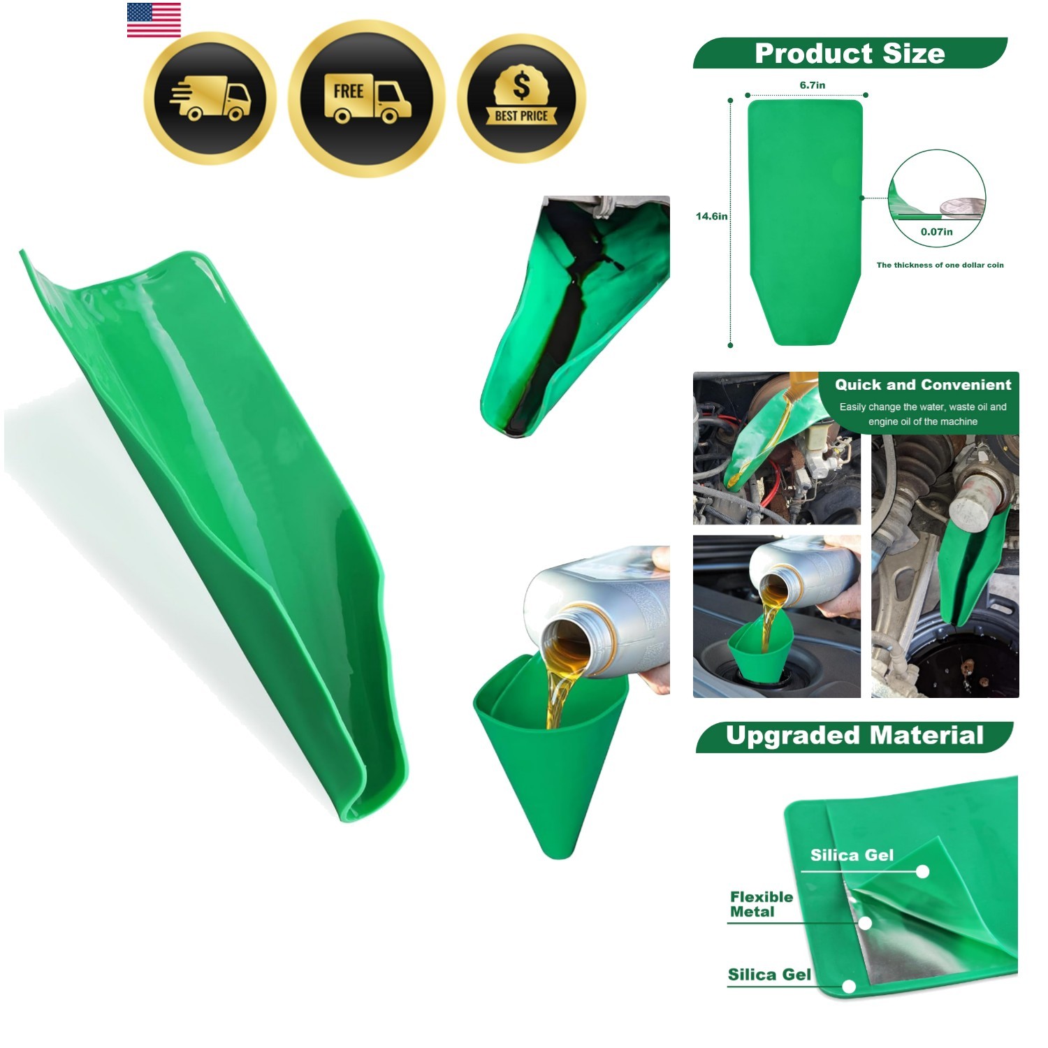 Reused Flexible Foldable Oil Funnel, Multi-Purpose Form a Funnels for Automot…