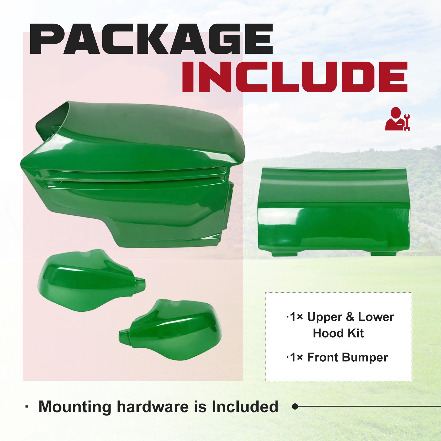 Fits John Deere 325 335 345 GX255/325 New Front Bumper & Lower Upper Hood Kit