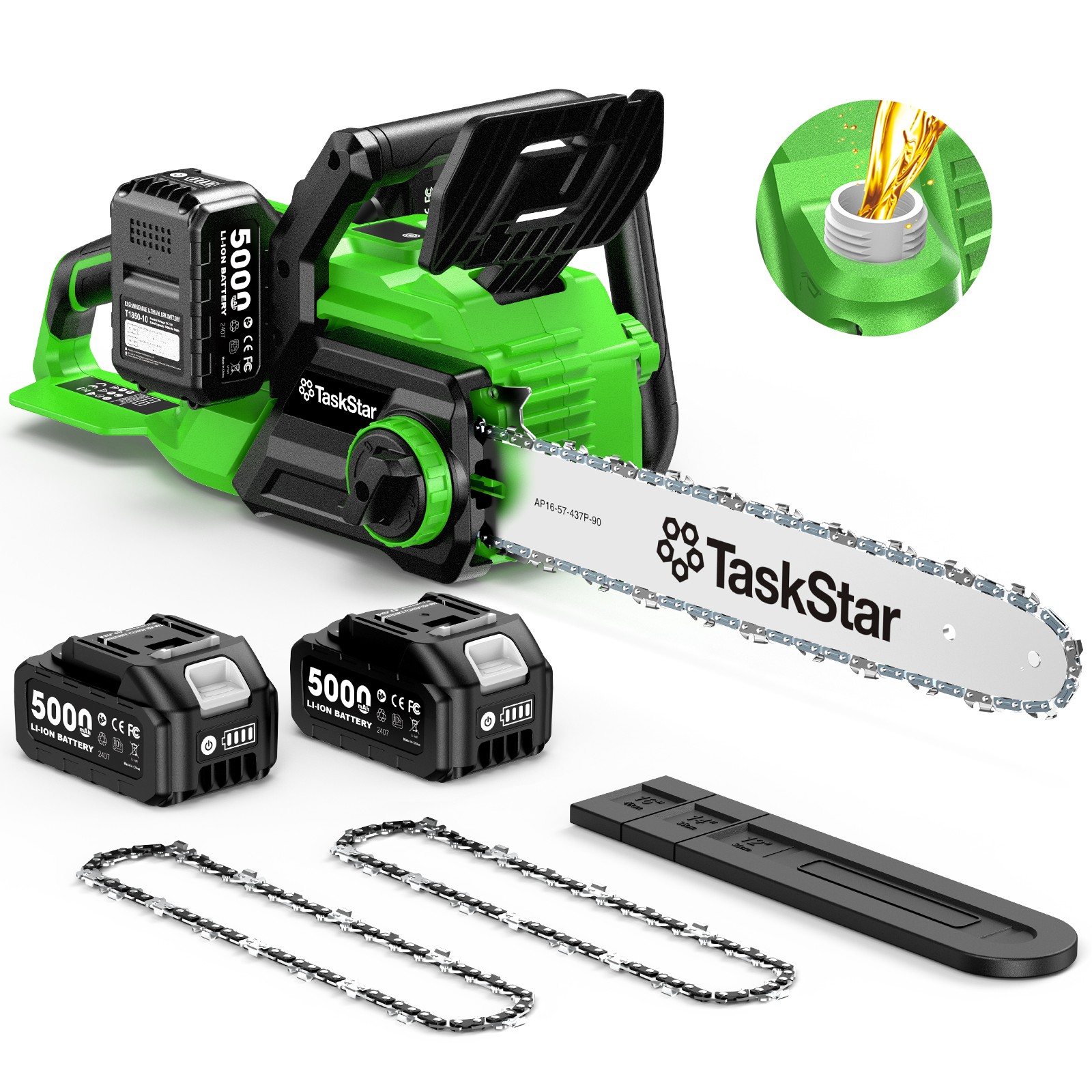 Taskstar 40V 16-Inch Cordless Chainsaw Brushless Saw 2×5.0Ah Battery & Charger