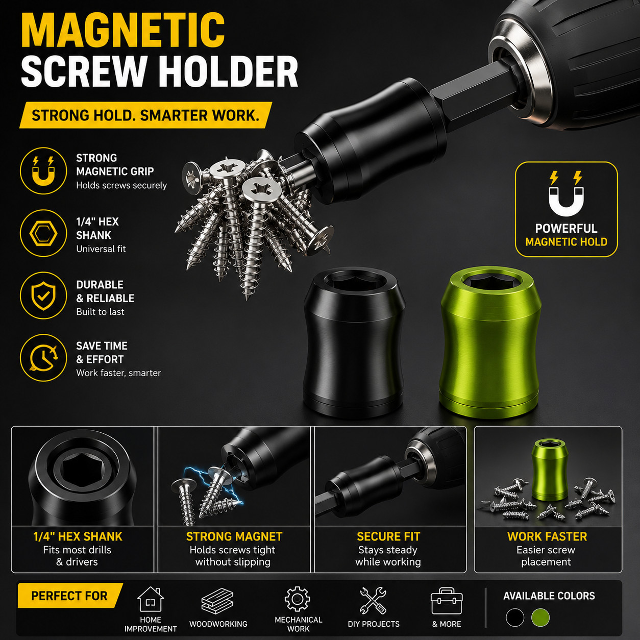 SEESE Strong Magnetic Screw Ring 1/4 Inch/ 6.35 mm Universal Magnetic Screw H…