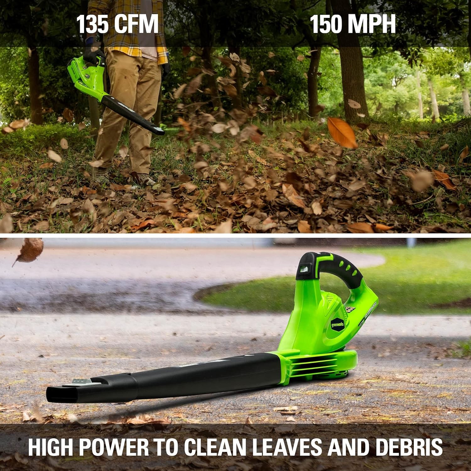 Greenworks 40V (150 MPH / 130 CFM / 75+ Compatible Tools) Cordless Leaf Blower,