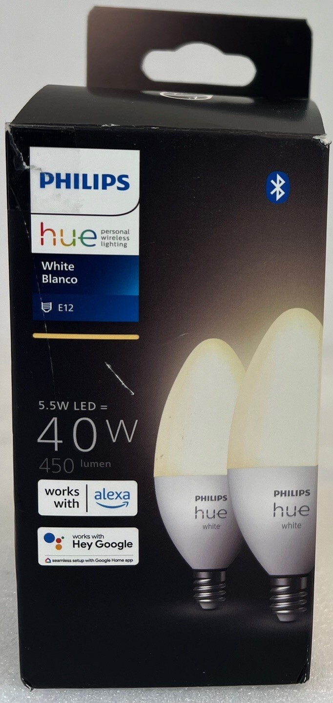 Philips Hue White E12 40W Smart Bluetooth LED Light Bulbs 2-Pack -FREE SHIPPING