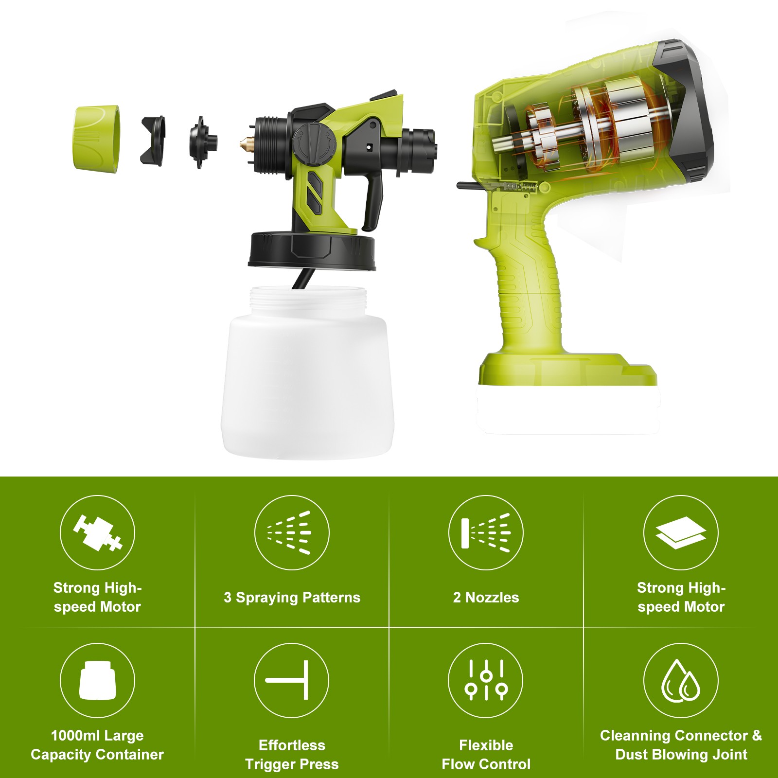 Cordless Paint Sprayer for Ryobi 18V Battery P108 Lithium-Ion P102 P105 18V