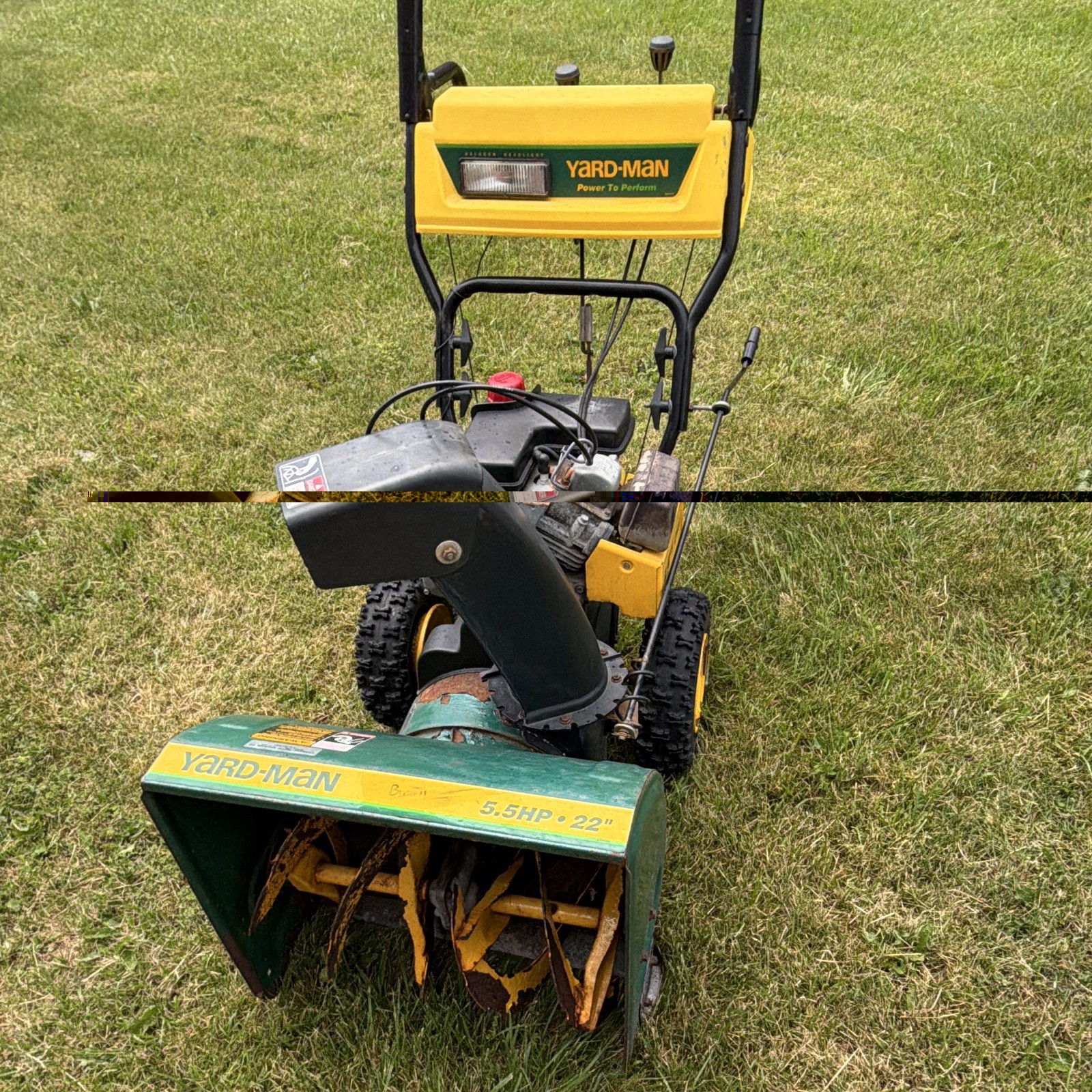 Yard-Man Two Stage Gas Snow Blower 5.5HP 22 in Green Yellow Black