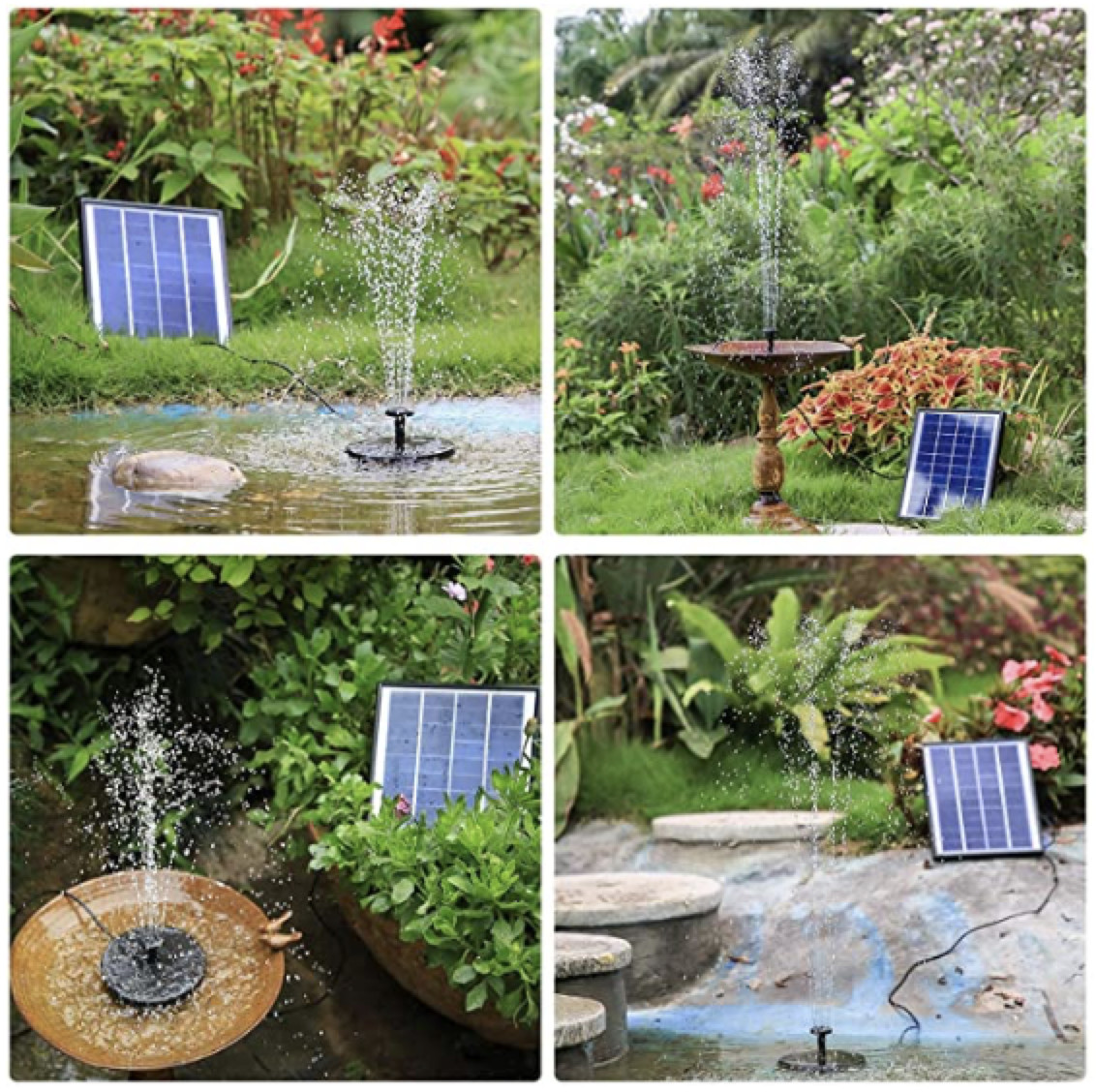Brand New, AISITIN 6.5W Solar Fountain Pump, Built-in 1500mAh Battery, 6 Nozzles