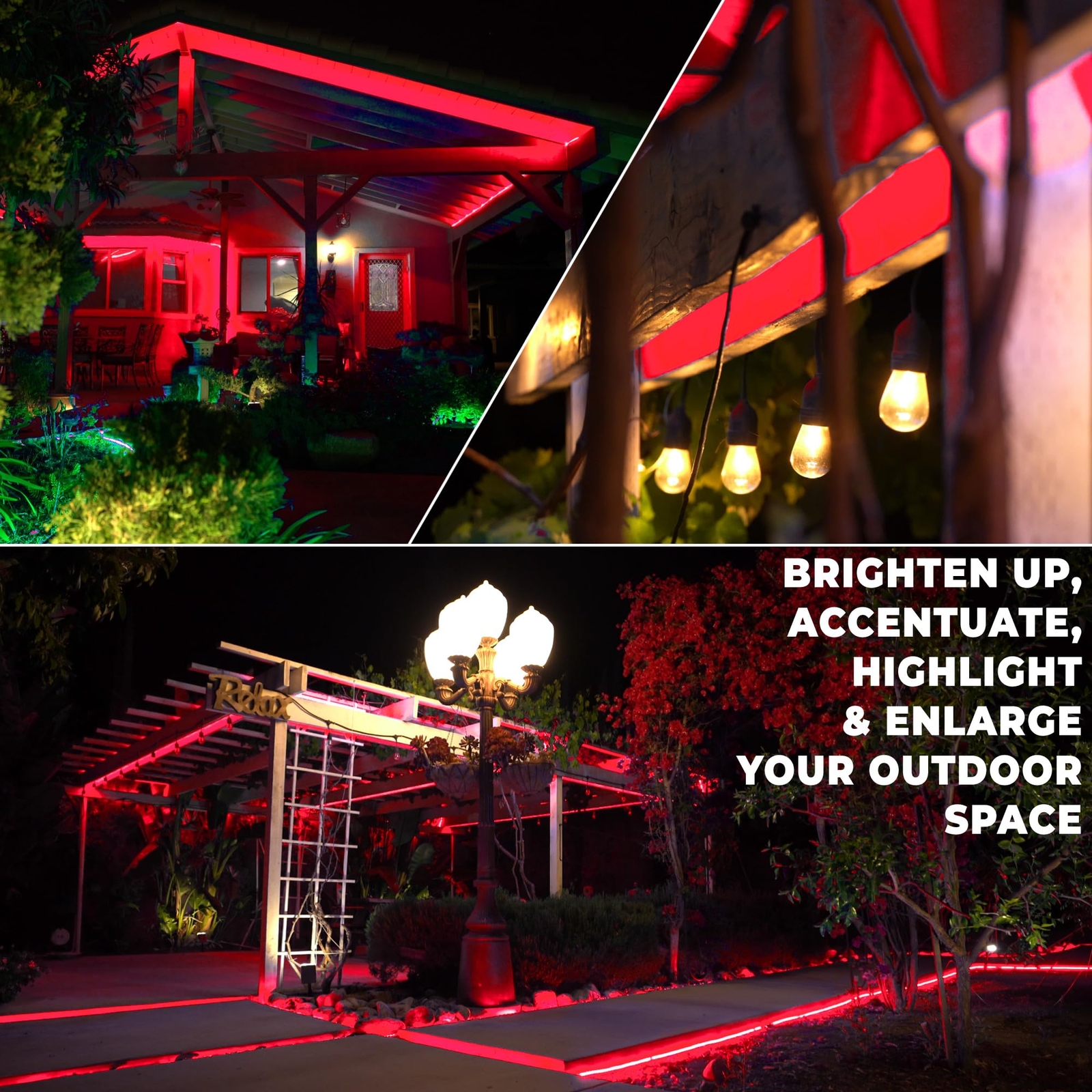 Red 8-Mode LED Outdoor Waterproof Rope Light 10′ 25′ 50′ 100′ 150′ 300′ ft