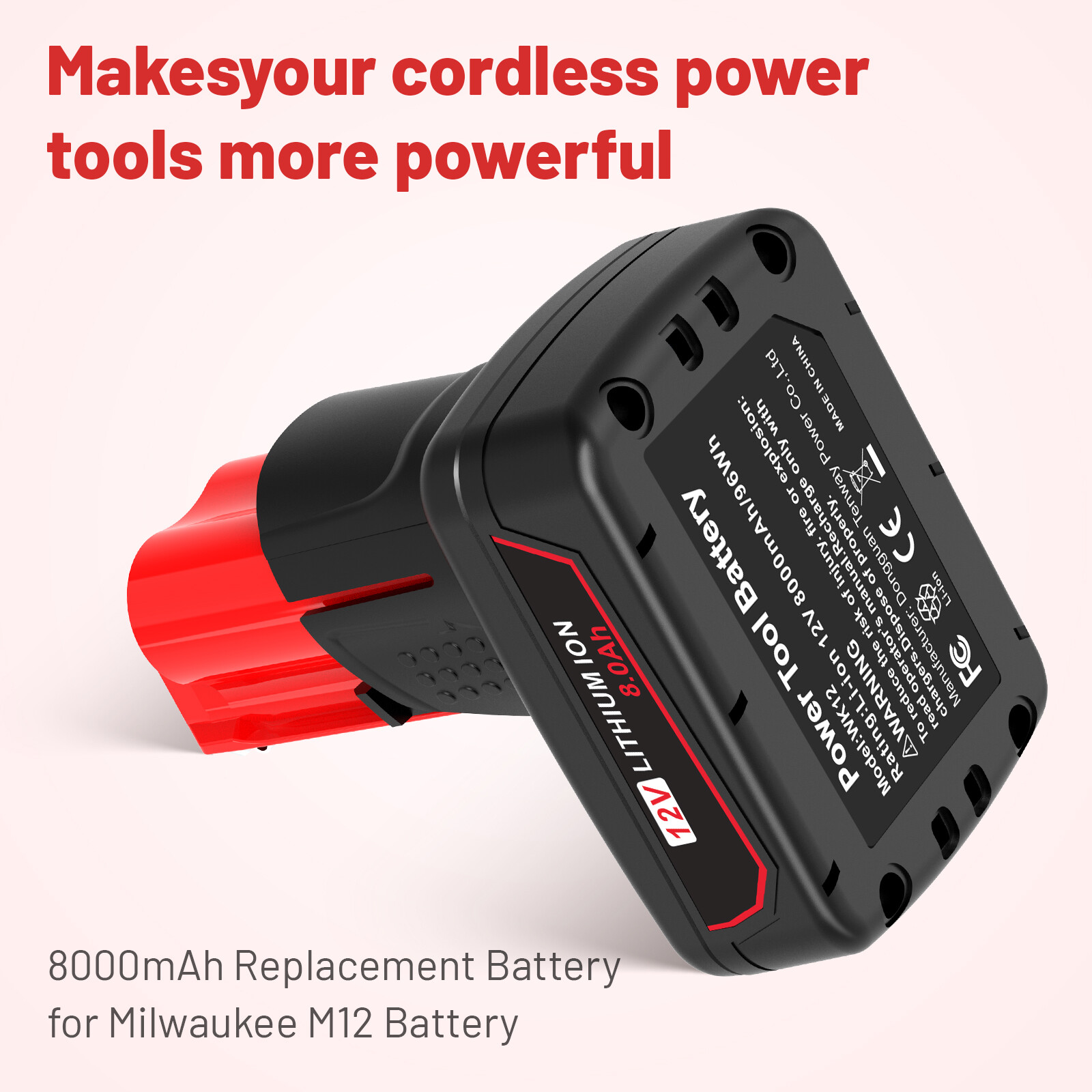 2Pack 8.0Ah Battery For Milwaukee for M12 LITHIUM Extended Capacity 48-11-2460