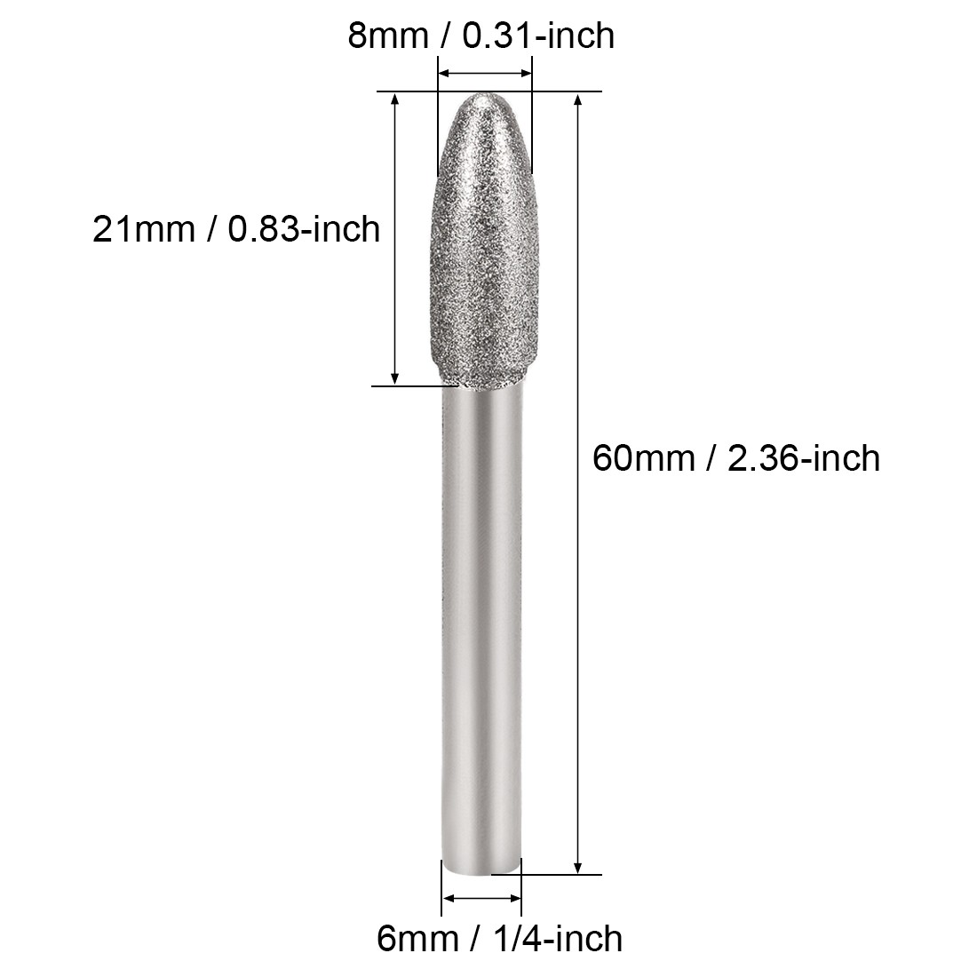 Diamond Burrs for Carving Rotary Tool 1/4-Inch Shank 8mm Tapered 150 Grit 2 Pcs