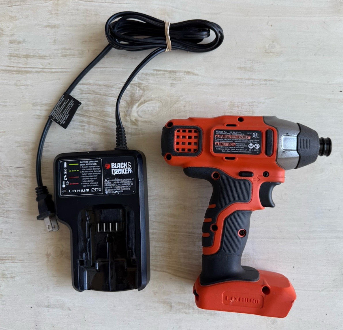 Black & Decker BDCI202 20V Max 1/4” Cordless Impact Driver With Charger