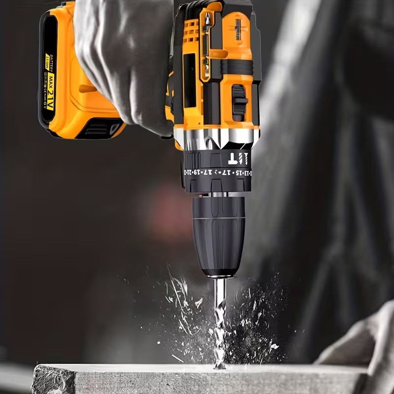 21V Cordless Hammer Drill Set Electric Impact Driver Screwdriver & 1/2 Battery